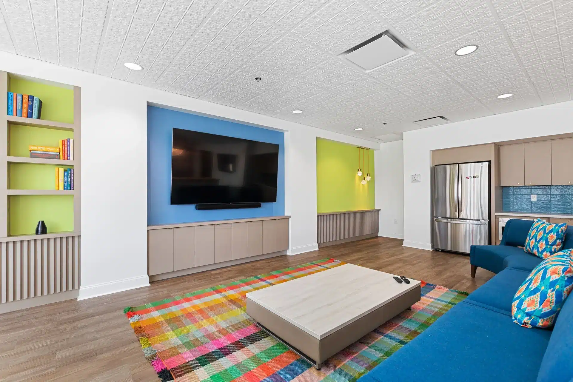 Upgraded multifamily apartment living space with city views at Encore Pittsburgh