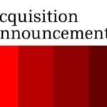 Acquisition Announcement graphic with bold red gradient blocks symbolizing corporate merger and business growth