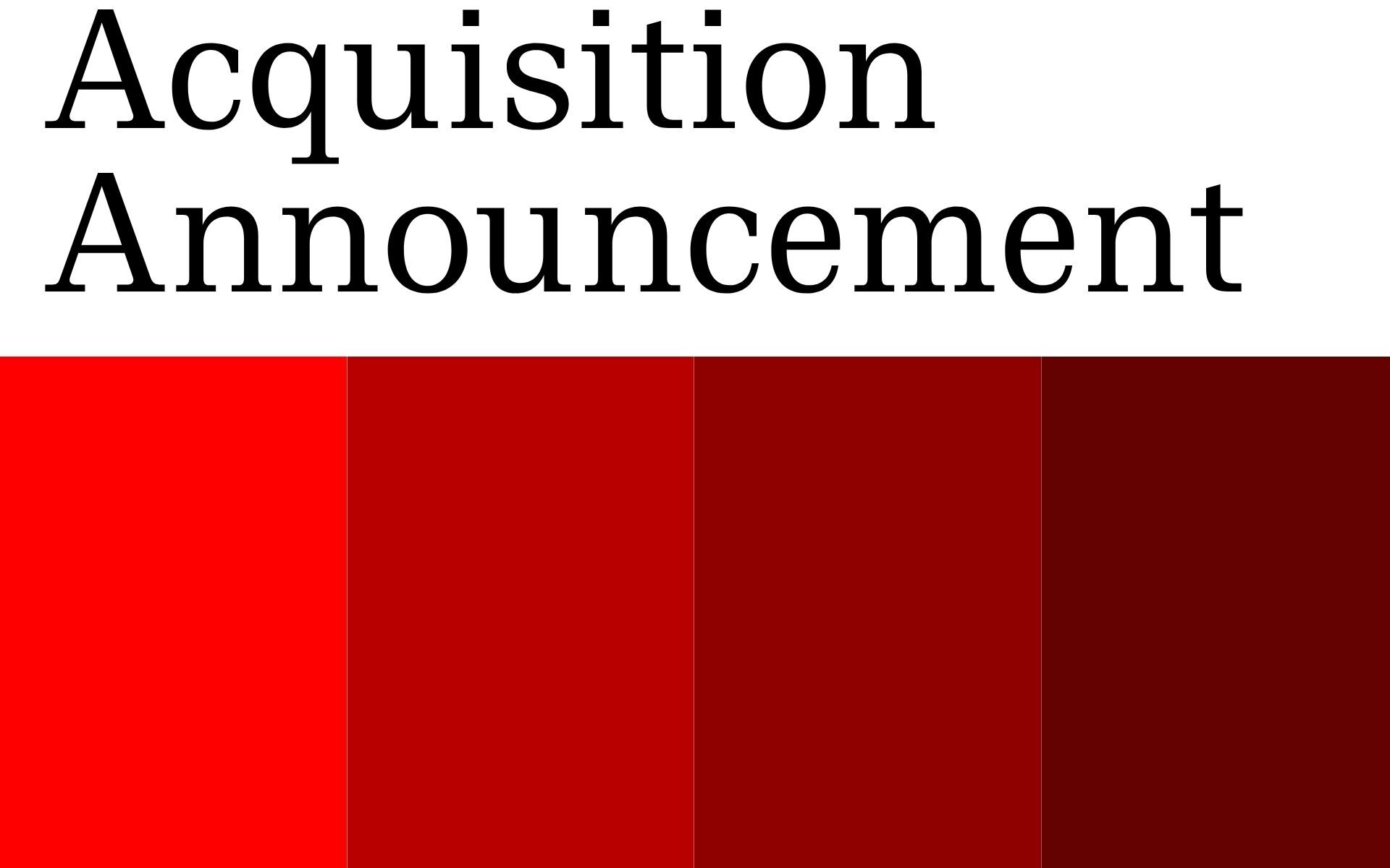 Acquisition Announcement graphic with bold red gradient blocks symbolizing corporate merger and business growth