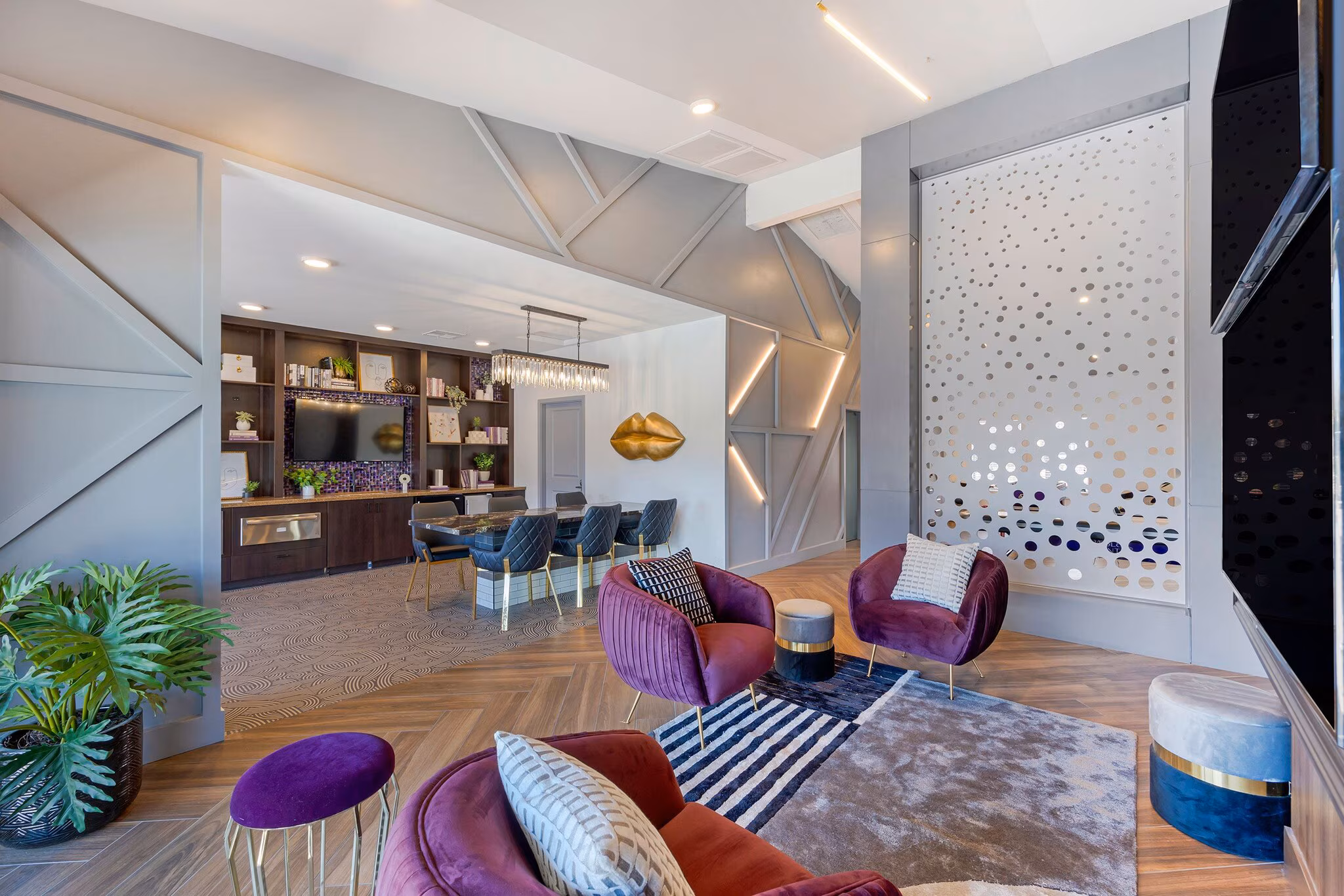 Contemporary apartment community lounge renovation with luxury seating and upgraded multifamily amenities
