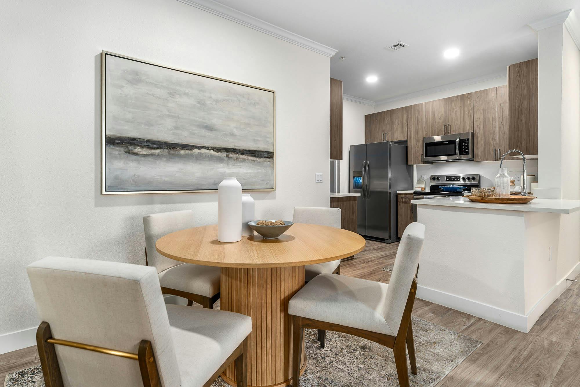 Open-concept apartment dining area and kitchen renovation in Gilbert, AZ
