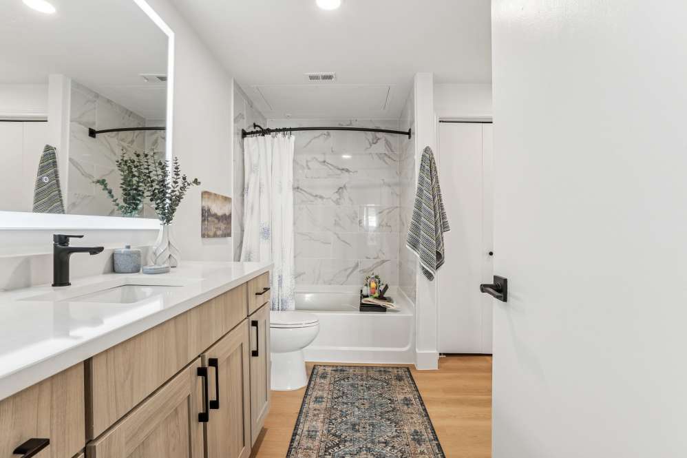Contemporary multifamily bathroom renovation with modern finishes in The Colony, TX