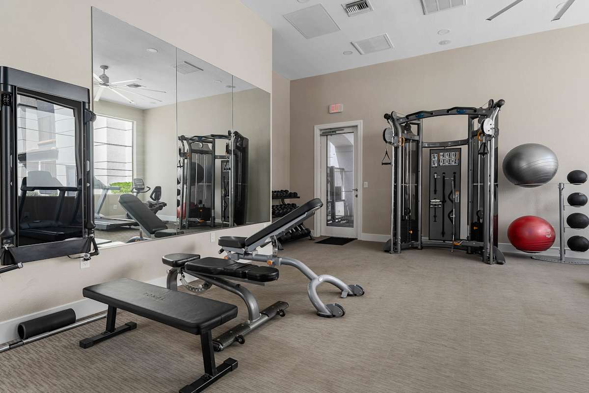 Modern apartment fitness center renovation with upgraded workout equipment in Phoenix, AZ