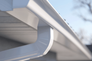 Exterior gutter and roofline on a multifamily property